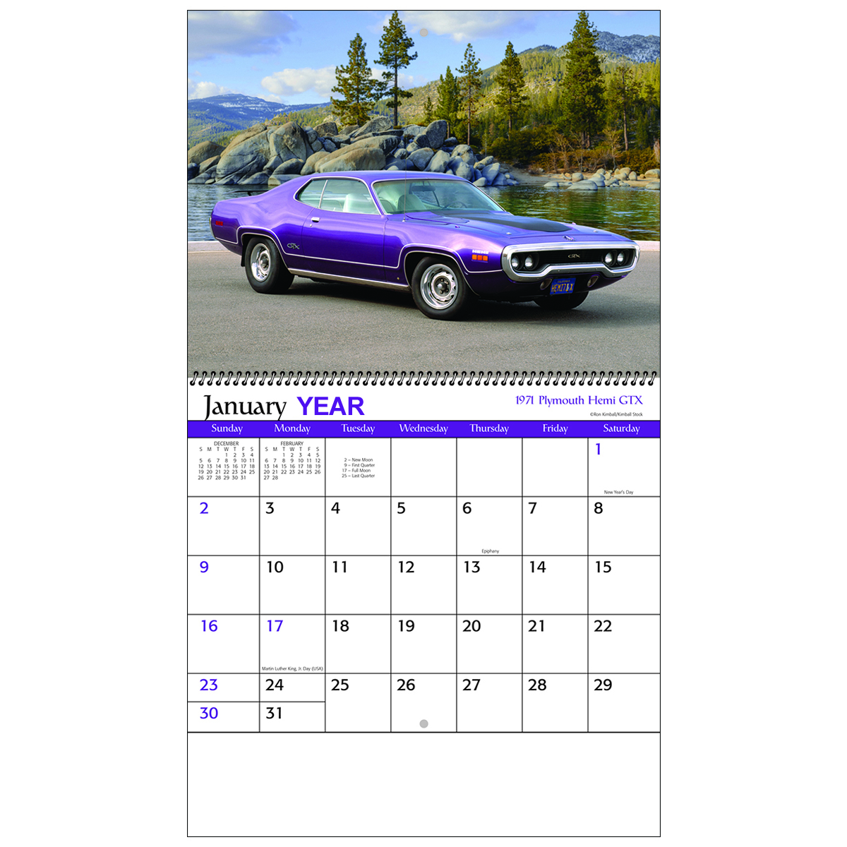 0X270 2023 Muscle Cars Wall Calendar Spiral Hit Promotional Products