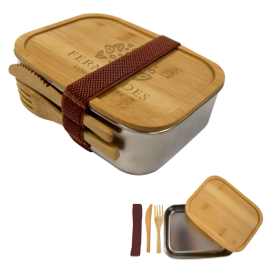 Promotional Stackable Bento Box With Phone Stand and Bamboo Lid $10.49