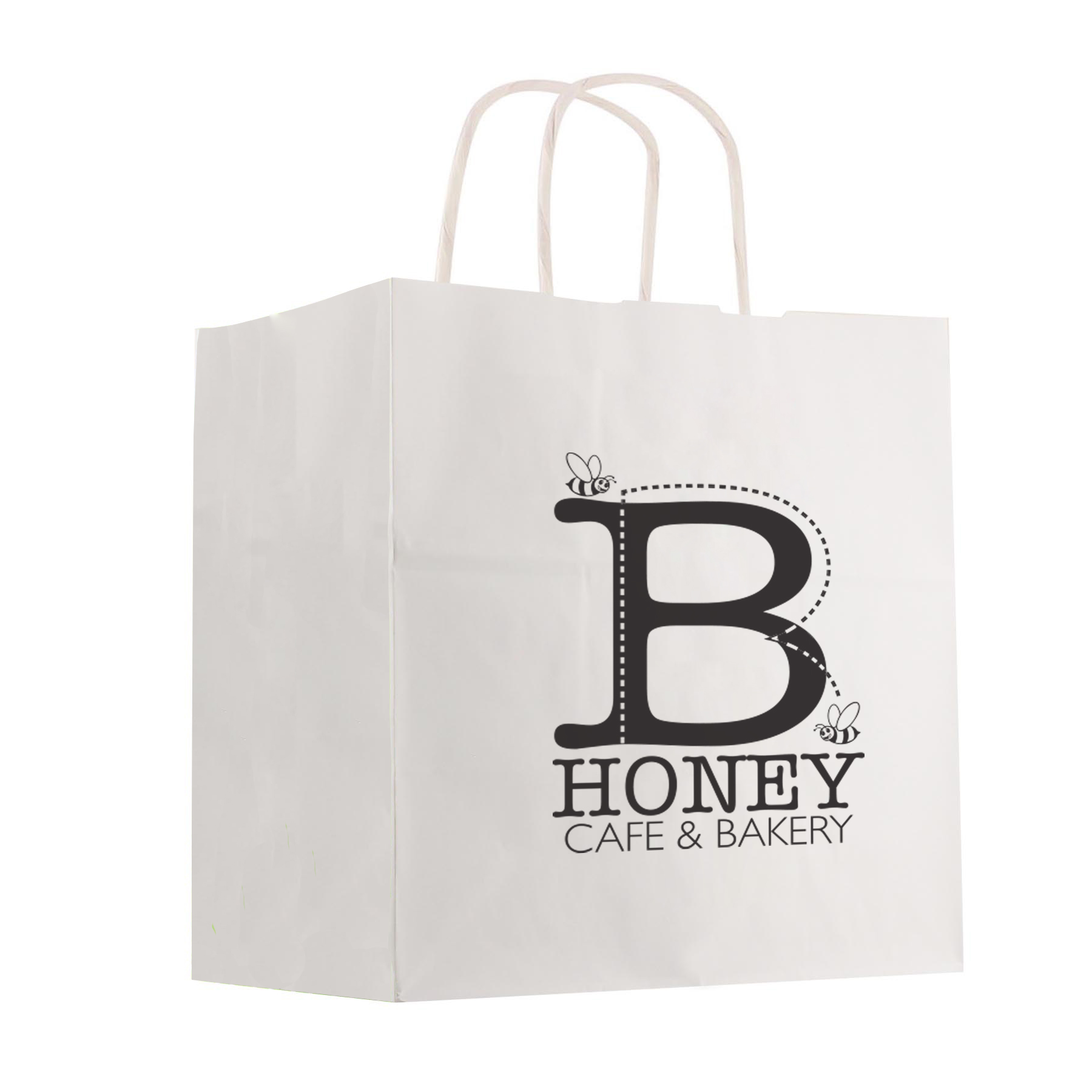 Kraft Paper White Shopping Bag &#45; 10&#34; x 10&#34;-HIT