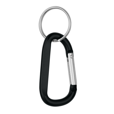 Hit Black Branded Carabiner Keychains 8mm Carabiner with Triple Split Ring QTY250