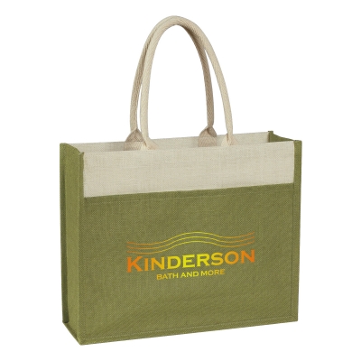#3617 Jute Tote Bag With Front Pocket - Hit Promotional Products