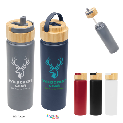 50407 - 27 Oz. Ellis Recycled Aluminum Bottle With Bamboo Lid