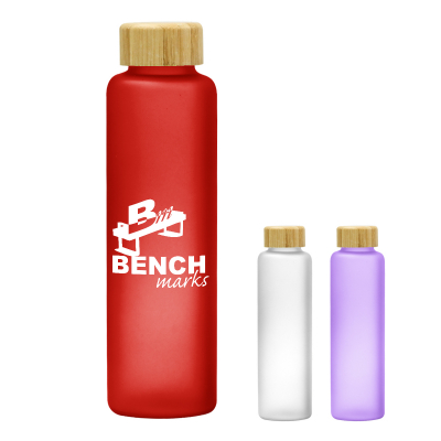 Recycled Plastic Custom Printed Reusable Water Bottles - Bamboo Lid