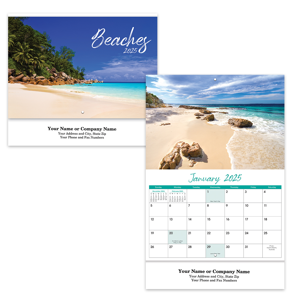 Beaches Stapled Wall Calendar