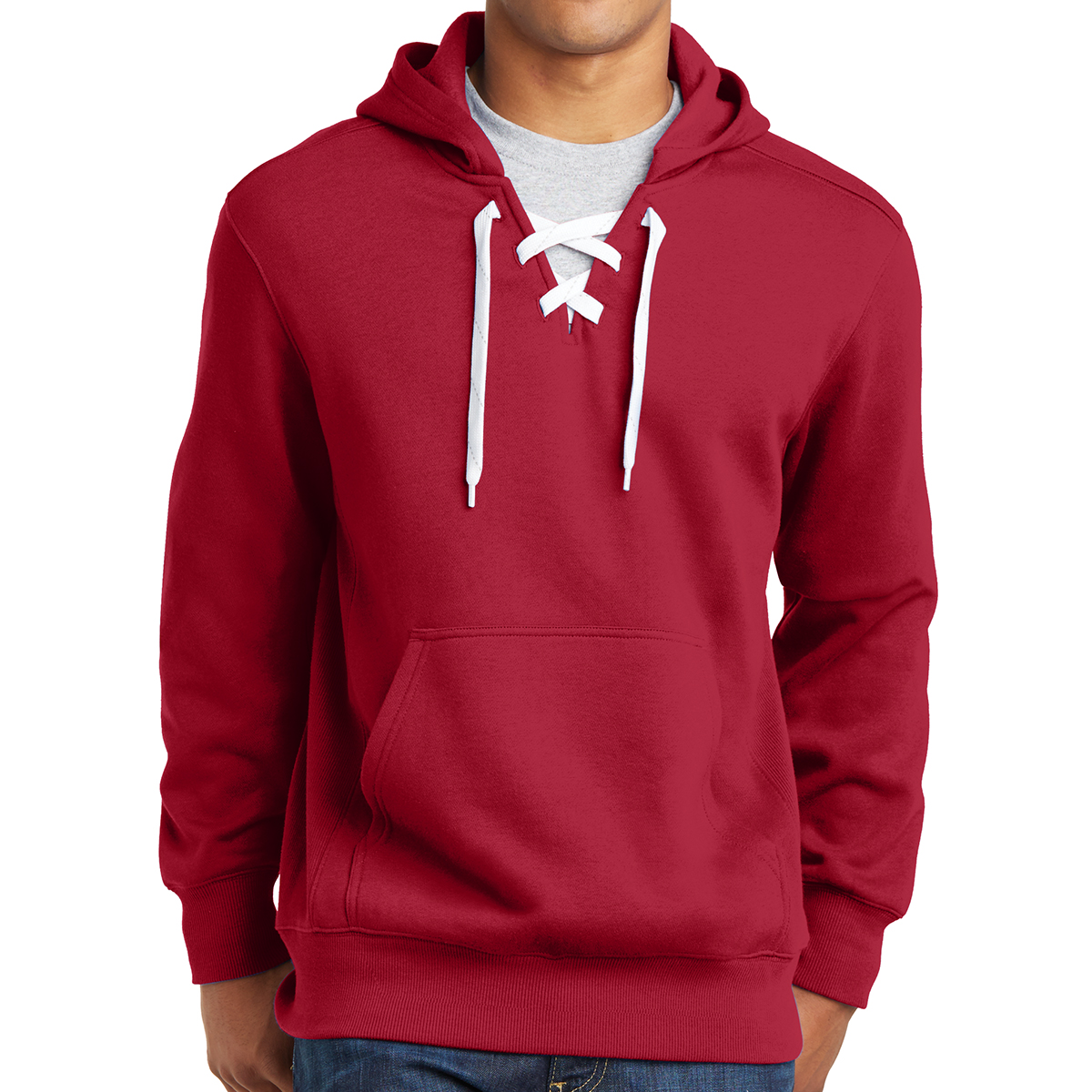 sport tek lace up hoodie