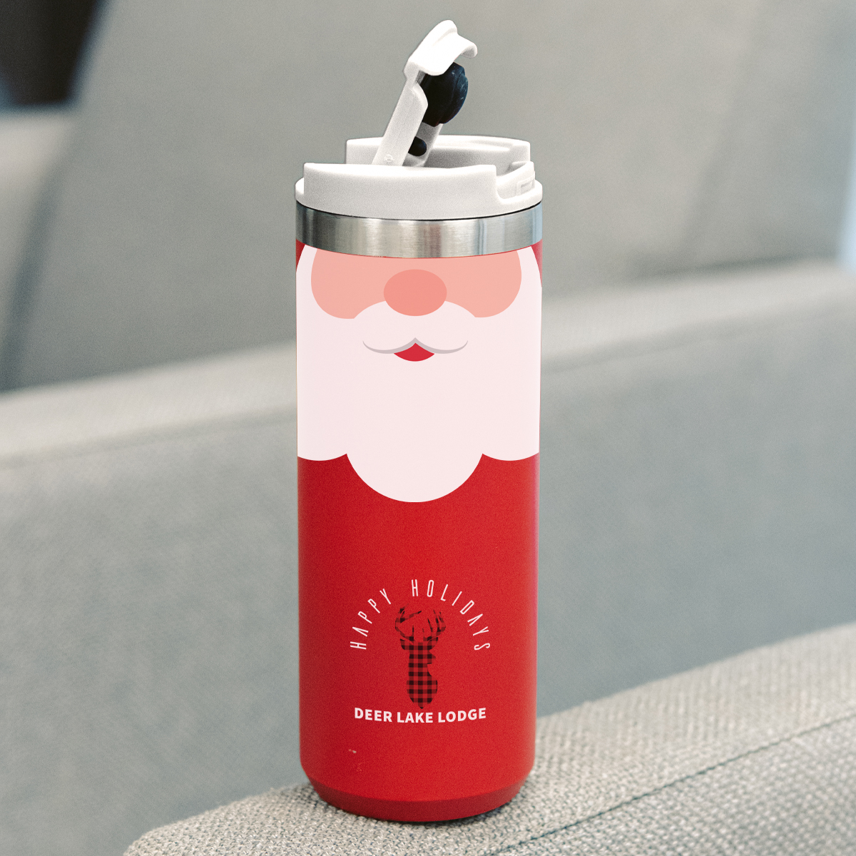 550127-HOL - Happy Holidays 18 Oz. Full Color Sienna Stainless Steel Bottle